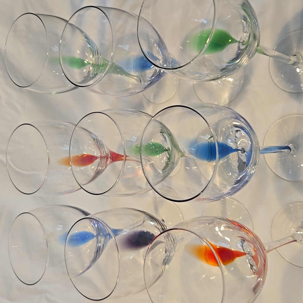 Pier 1 Imports Elegant Tear Drop Clear Wine Glass Set Of 9